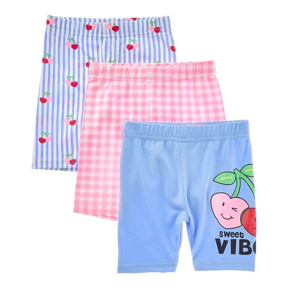 Freestyle Girls Blue Pink Red Cherry Print Shorts Set
